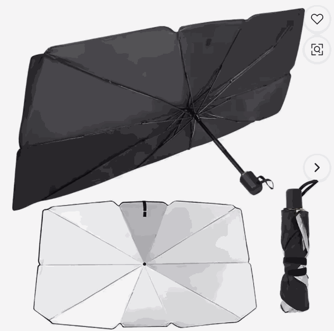 Sheroo Umbrella Car Sunshade with Brave Little Tiger artwork blocking sunlight on a car windshield